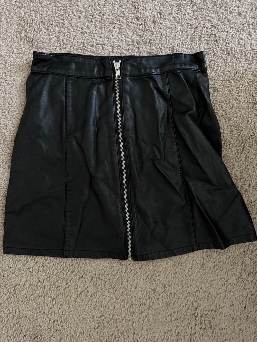 Forever 21 Black Faux Leather Mini Skirt with Front Zip